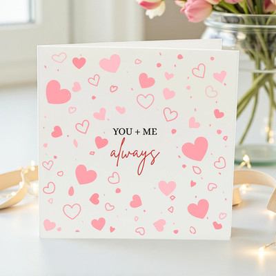 You+Me Always Romantic Love Karte - Minimale Valentinstag Jubiläum Karte für Partner