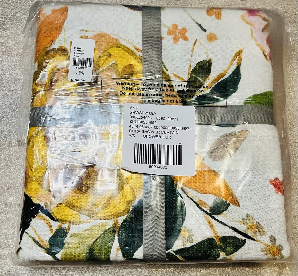 Cortina de chuveiro floral Anthropologie Rosamelle NOVA, linda, quadrada 74” - Imagem 4 de 4