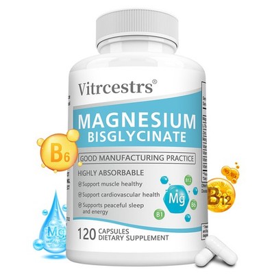  Magnesium Bisglycinate,D3&B-Complex,Cardiovascular&Muscle Supplement 30~120Caps