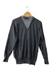 Alexander McQueen 2017 Leather Elbow Patch Knit Sweater, XS, Wool, Gray, Solid C