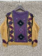 Vintage P.S. Sport Mohair Wool Geometric Sweater Women Petite Medium