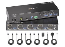 KCEVE 4 Port HD Dual Monitor KVM Switch 2 Mon...