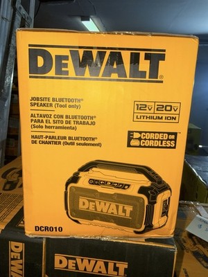 DEWALT DCR010 Jobsite Bluetooth Speaker Yellow Black Corded Cordless