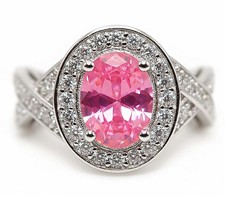 3CT Treated Pink Sapphire  Topaz 925 Solid Sterling Silver Ring Jewelry Sz 8