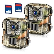 Mini Trail Camera 2 Pack 24MP 1080P HD, Game Cam with 32GB SD Cards, G100-2-SD