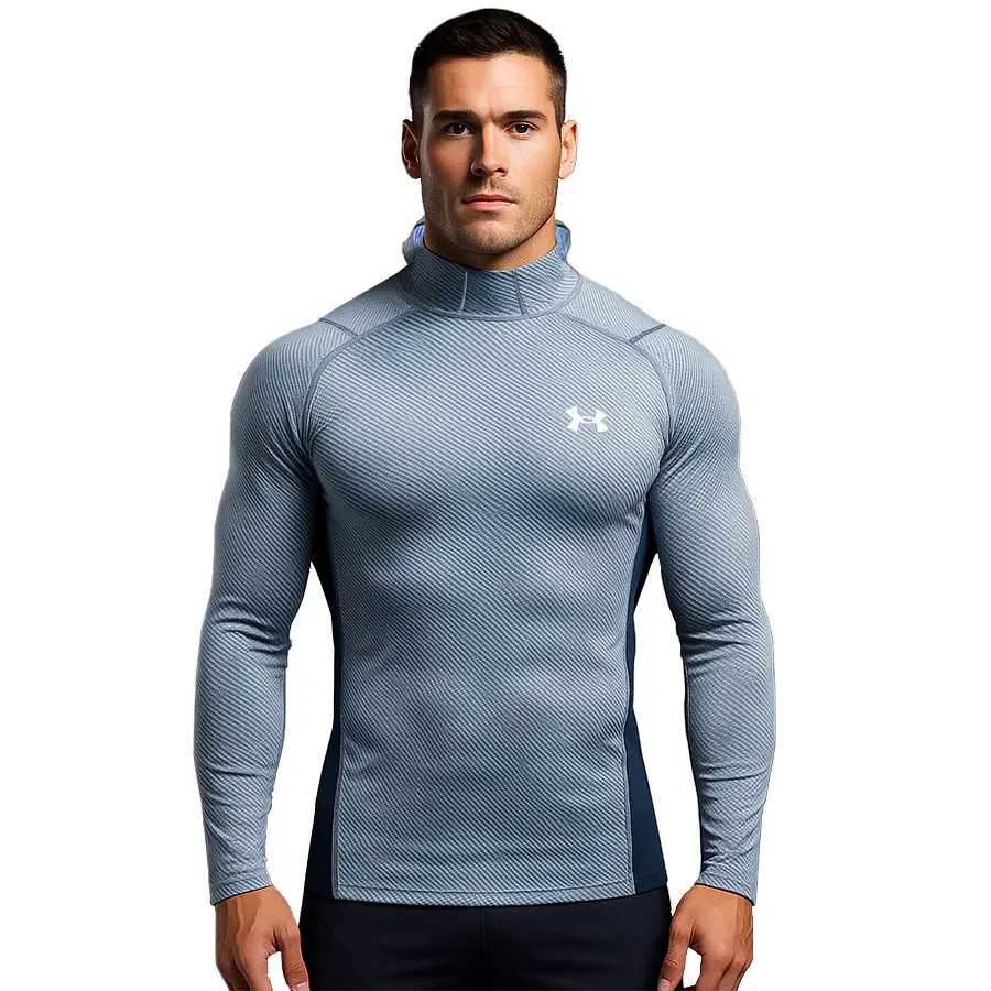 UNDER ARMOUR MEN COLDGEAR INFRARED COMPRESSION HOODIE SHIRT L BLUE