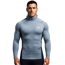 UNDER ARMOUR MEN COLDGEAR INFRARED COMPRESSION HOODIE SHIRT L BLUE 1387387-NWT