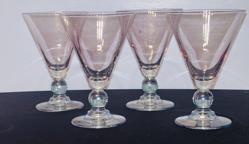 4 Cristallere Blue/Pink Crystal Wine Water Martini Glasses 12oz Made in Italy - Picture 7 of 8