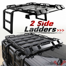 For Jeep Wrangler Jk 2007-2018 Roof Rack Luggage Carrier Basket 2 Side Ladders