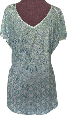 High Fifth Woman's T Shirt Embellished Top Short Sleeve Blue Size 1X