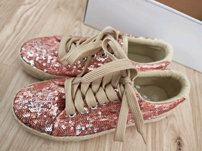 Rieker Schnürschuhe mit Pailletten in rosa Größe 36 Neu!