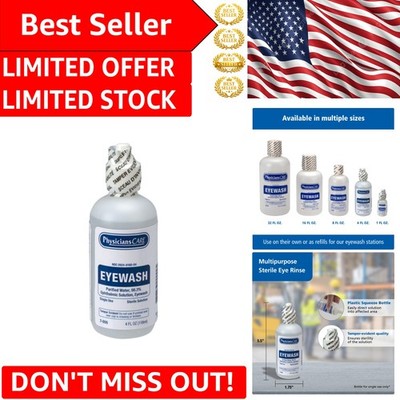 Sterile Eye Irrigation Solution - Portable 4 oz Bottle for Quick First Aid