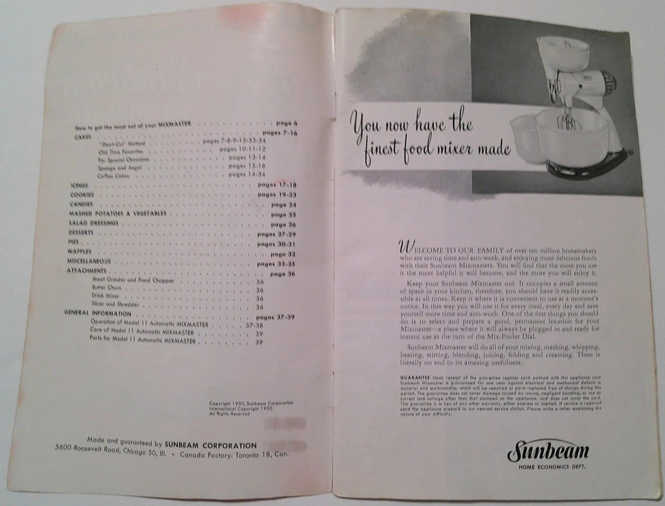 1950 How to Get the Most Out of Your SUNBEAM MIXMASTER Mixer RECIPES Cookbook - Image 4 of 4