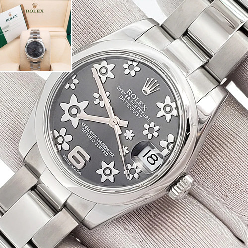 Rolex Datejust 31MM Gray Floral Dial Stainless Steel Watch 178240