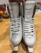 Graf 500 Off Ice Eiskunstlauf Schlittschuhe wei&szlig; Gr&ouml;&szlig;e UK 7,5 EU 41 seltene Schlittschuhe