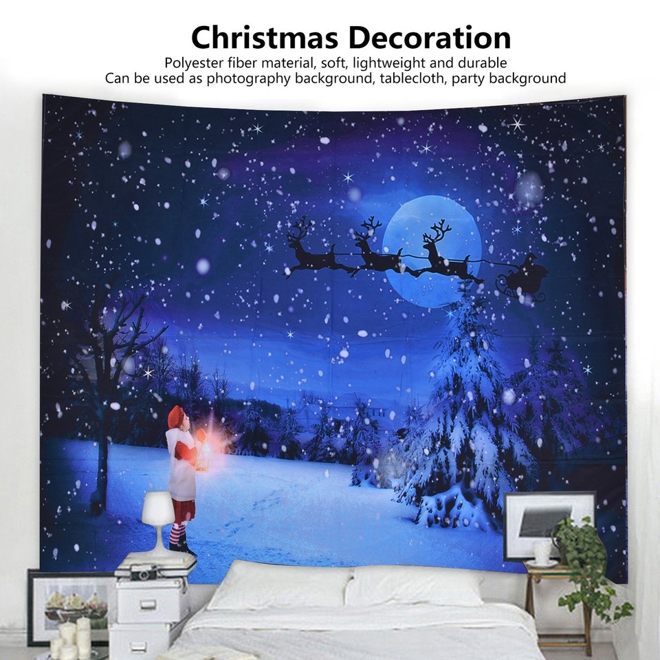 Christmas Tapestry Xmas Tree Santa Claus Pattern Wall Hanging Carpet ...