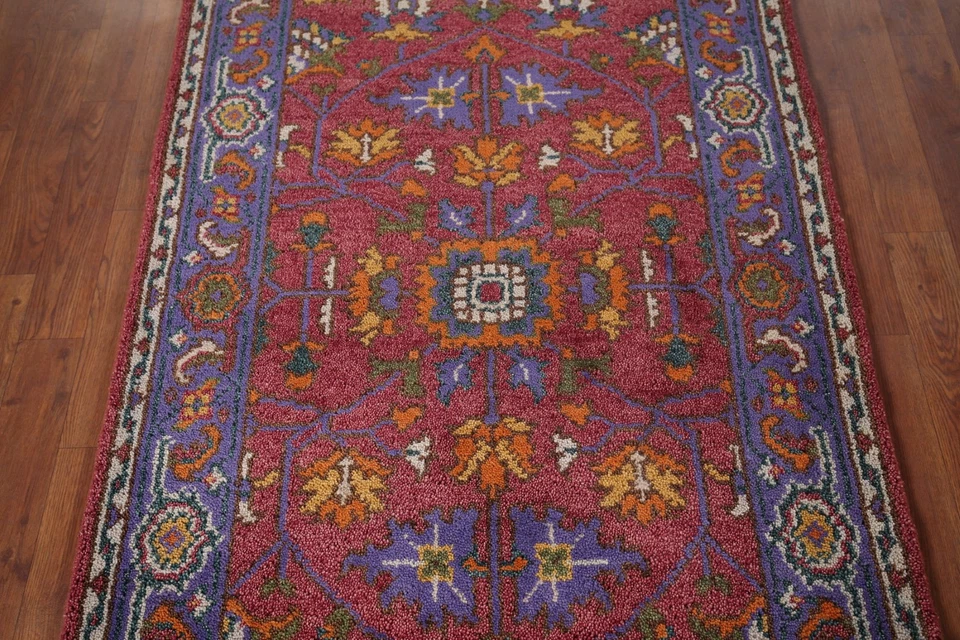 Transitional Oushak Foyer Rug 3x5 Ft Handmade Wool Accent Carpet Geometric Rug - Image 4 of 4