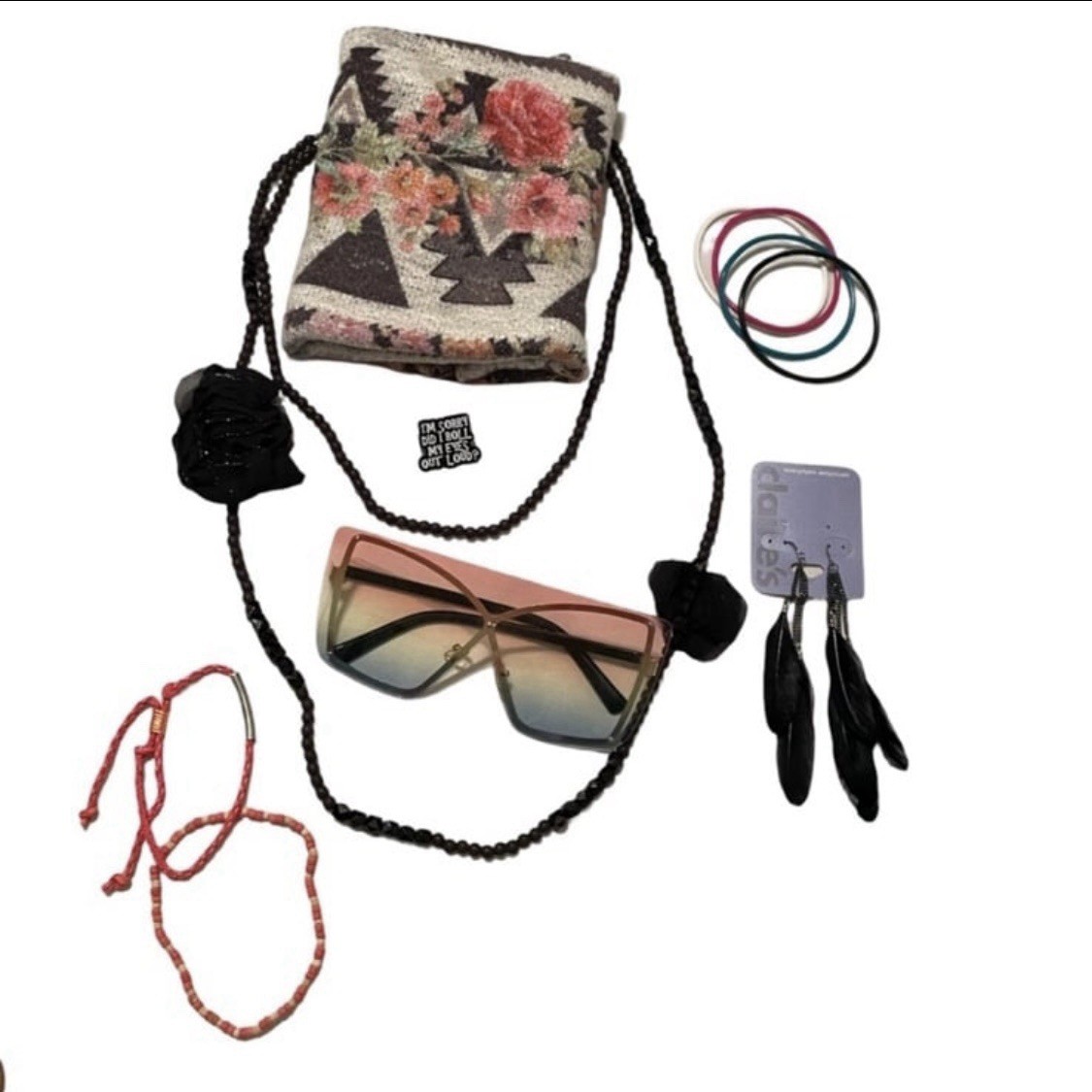 SALE Multicolor Bundle Floral Aztec Patterned Tan… - image 1