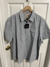 The Normal Brand Men’s XXL Short Sleeve Blue & White Pinstripe Camp Shirt NEW