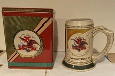 Historic Budweiser Advertising Series Stein 1• CS359 • With Tin Box Mug