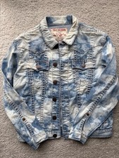 New! Men's True Religion bleached denim jacket/large