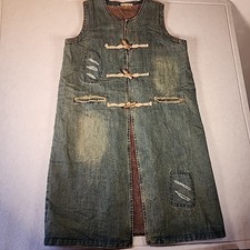 Feiligamu Denim Vest Longline Sleeveless Jean...