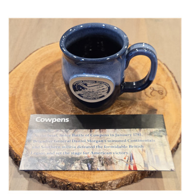 Sunset Hill Stoneware Cowpens National Battlefield Daniel Morgan Blue Mug 11 oz