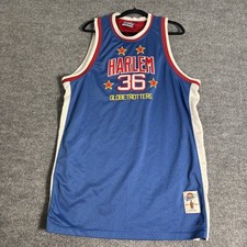 Vintage Platinum Fubu Harlem Globetrotters Meadowlark Lemon 36 Jersey XL Blue