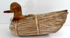 Vintage Corn Husk Reed Duck Decoy Handmade Folk Art NEW in Original Wrap 13½x 7½