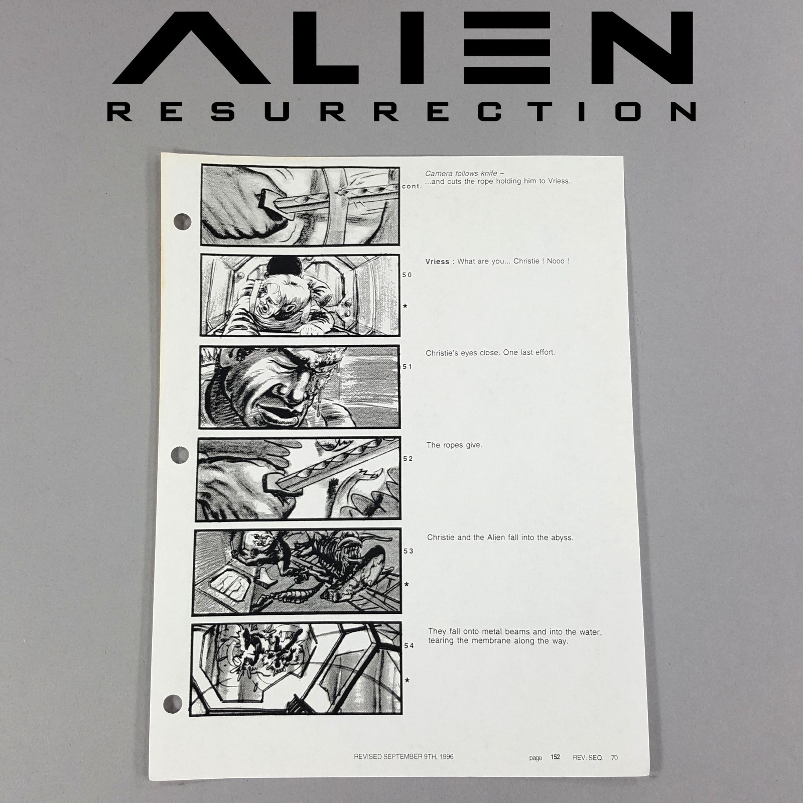 Alien: Resurrection - Production Used Storyboard, Crew Climbs Ladder 152-70 COA
