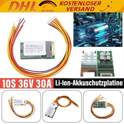 10 Saiten 36V 30A Li-Ion Akku Batterie Schutz BMS PCB Board mit Balance-Funktion