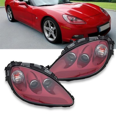 For 2005-2013 Corvette C6 GM Factory Replacement HID Headlights Pair Red Housing