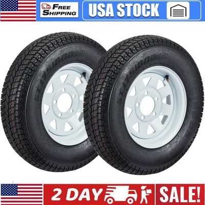 #ad #ad Trailer Tires Rims ST175 80D13 175 80 13 Tire 5 Lug on 4.5quot; White Spoke Wheel $99.00