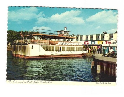 Empress and Roof Garden Arnold's Park W Okoboji Lake VTG postcard Unp