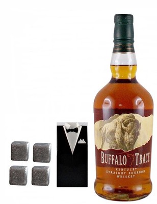 Buffalo Trace Bourbon Whiskey + 4 Whisky Kühlsteine im Smoking