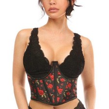 NWT Lavish Red Roses Satin Open Cup Waist Cincher 5XL G41