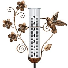 Rain Gauge Outdoor - 35" Large Hummingbird Decorative Rain Gauges Feezeproof,...