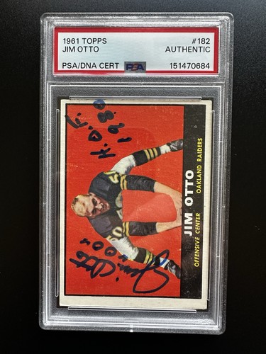 1961 Topps #182 Jim Otto RC Signed Auto PSA/DNA HOF 1980 #00 Raiders