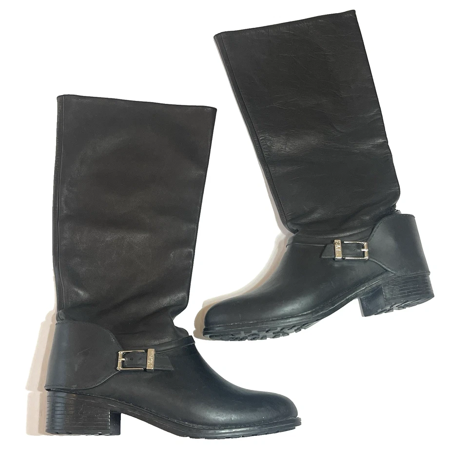 Botas Cole Haan Corian Talla 9B Mujer Negras Impermeables Montar Motociclista Arnés de Rodilla Foto 3 de 4