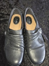 Clarks Artisan Slip On Comfort Black Shoes Women's Size 6M Leather