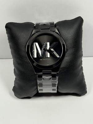 Michael Kors Slim Runway MK4734 MK Logo Dial Black Crystals Women s Watch