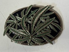 Marijuana Leaves Belt Buckle Oval