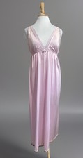 Vintage Miss Elaine Lilac Wet Satin Peignoir Night Gown Robe Set M Union Made