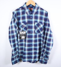 Dixxon Flannel Shirt Men's 2XL Tall Blue Shadow Plaid Angler Snap Button Unworn