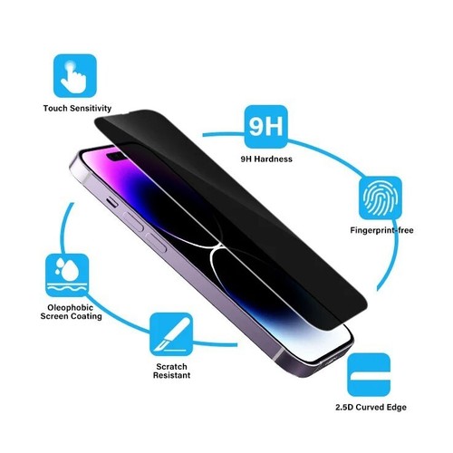 Privacy Tempered Glass Screen Protector iPhone 16 15 14 13 12 11 Pro Max XR X 8 - Picture 4 of 8