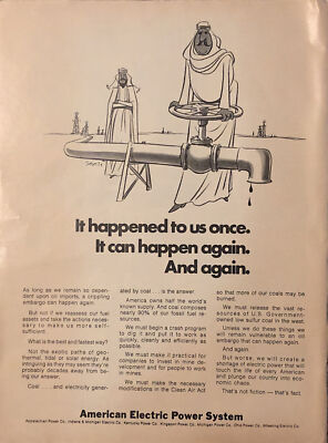 1974 American Electric Power PRINT AD Happened Once Can Happen Again VTG 1970s
