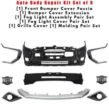 Front Bumper Cover And Fog Light Assembly Kit For 2016-2018 Mitsubishi Outlander