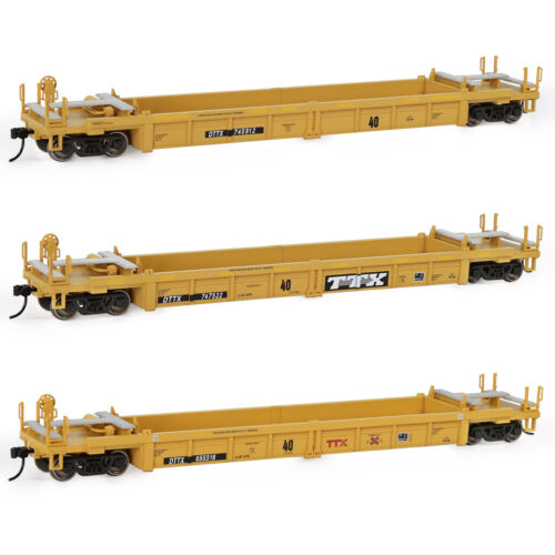 Evemodel Train 3 Units HO Scale 1:87 40' Well Car 40ft Painted Trailer TTX C8749 - Picture 2 of 29