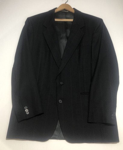 Henry Grethel 2-Piece Suit Men's Jacket 42L Pants 34 x 26 Dark Blue Pinstripe - Picture 2 of 16