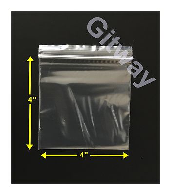 1000 set 4'' x 4'' Reclosable Resealable Zip Top Lock Clear Plastic 4x4 Bags 2 ML